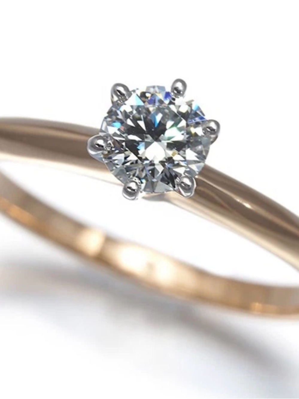 Authentic Tiffany Classic Solitaire Round-Cut Diamond Ring in Rose Gold